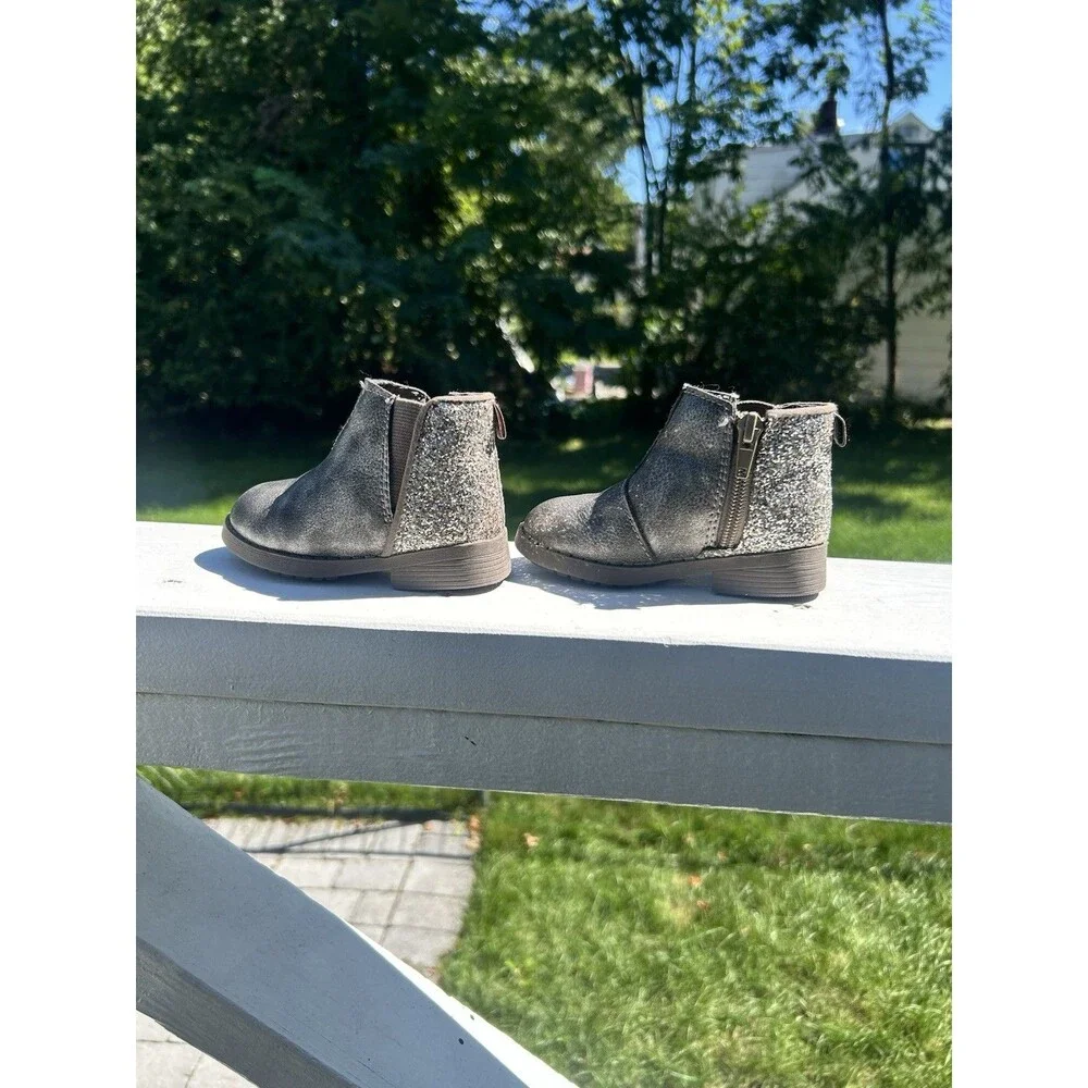 OshKosh B'gosh DARIA-G Gray Silver Glitter Zip Ankle Bootie Kids US 5 EU 20